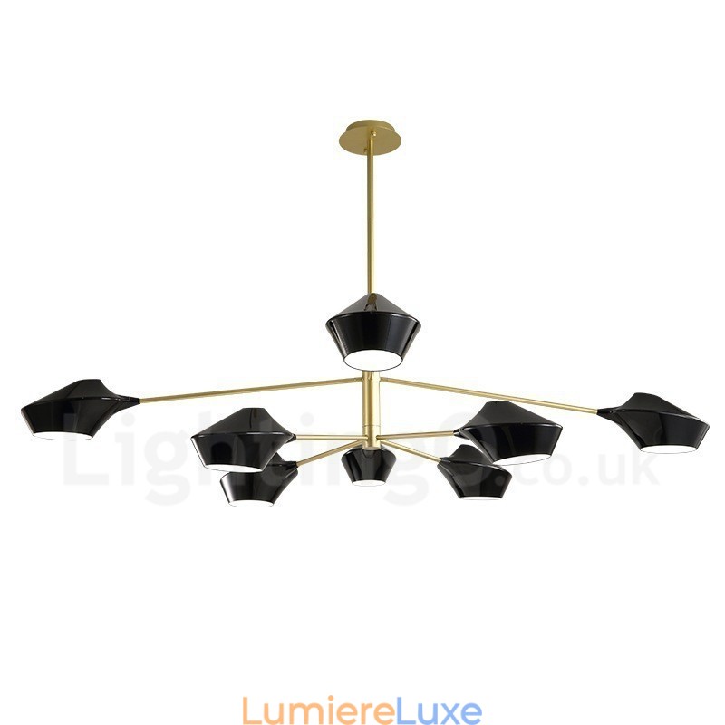 Lustre rétro linéaire multicolore à deux niveaux, 8 lumières avec abat-jour en acrylique, pour l'extérieur et le garage