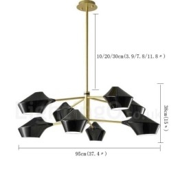 Lustre rétro linéaire multicolore à deux niveaux, 8 lumières avec abat-jour en acrylique, pour l'extérieur et le garage