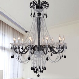 Lustre bougie en cristal noir