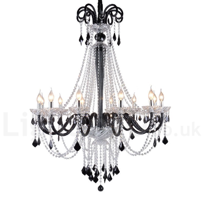 Lustre bougie en cristal noir
