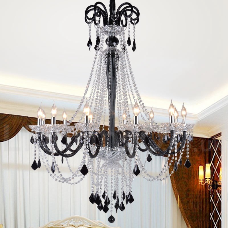 Lustre bougie en cristal noir