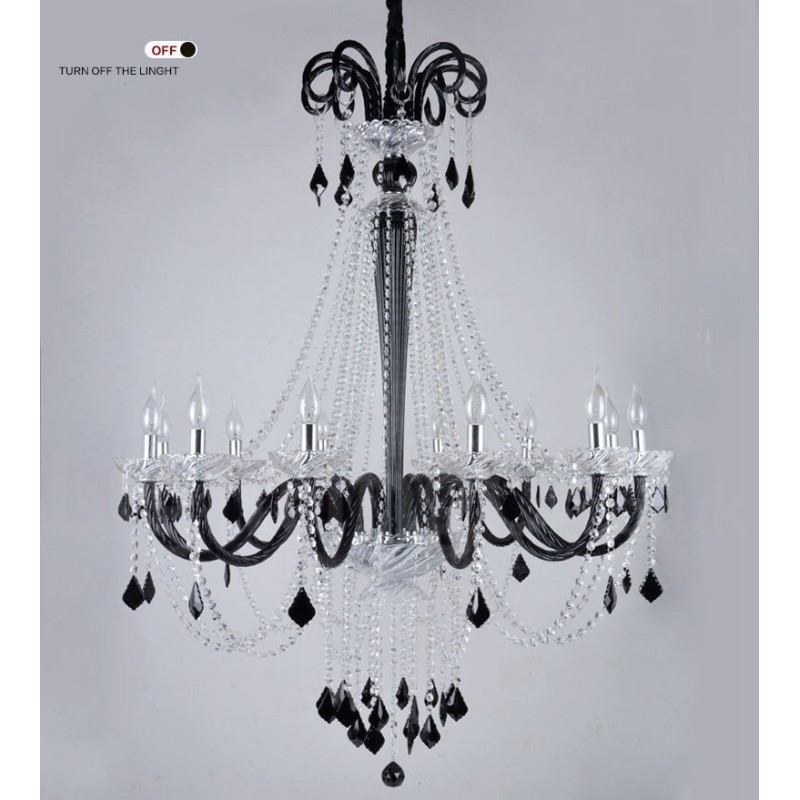 Lustre bougie en cristal noir