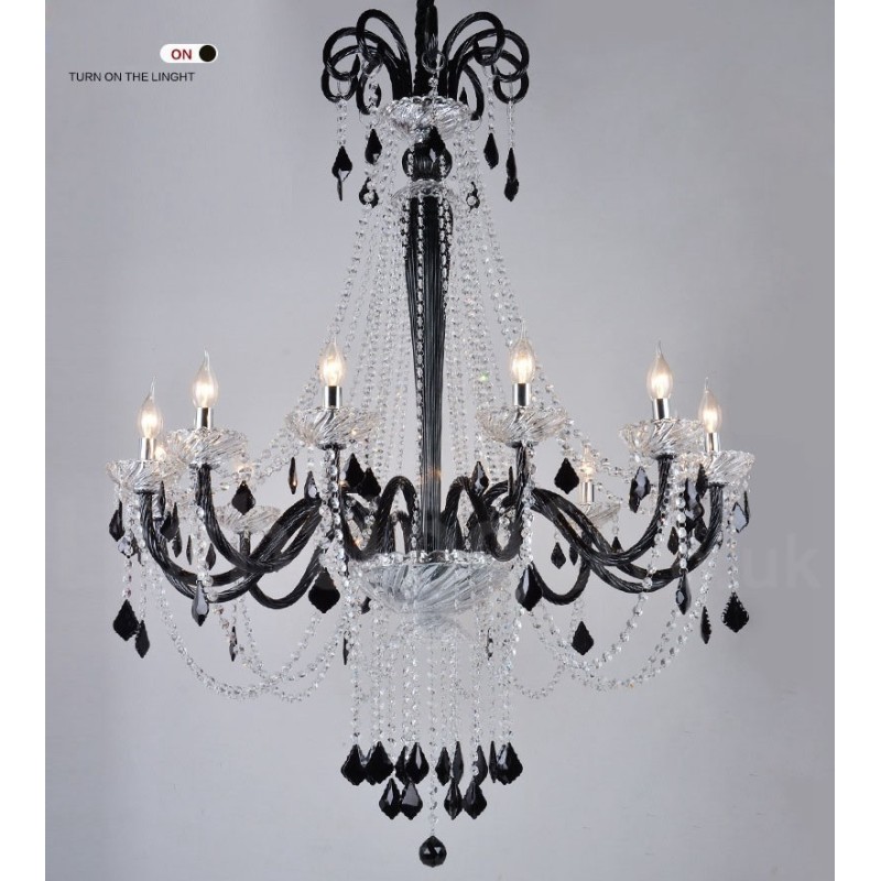Lustre bougie en cristal noir