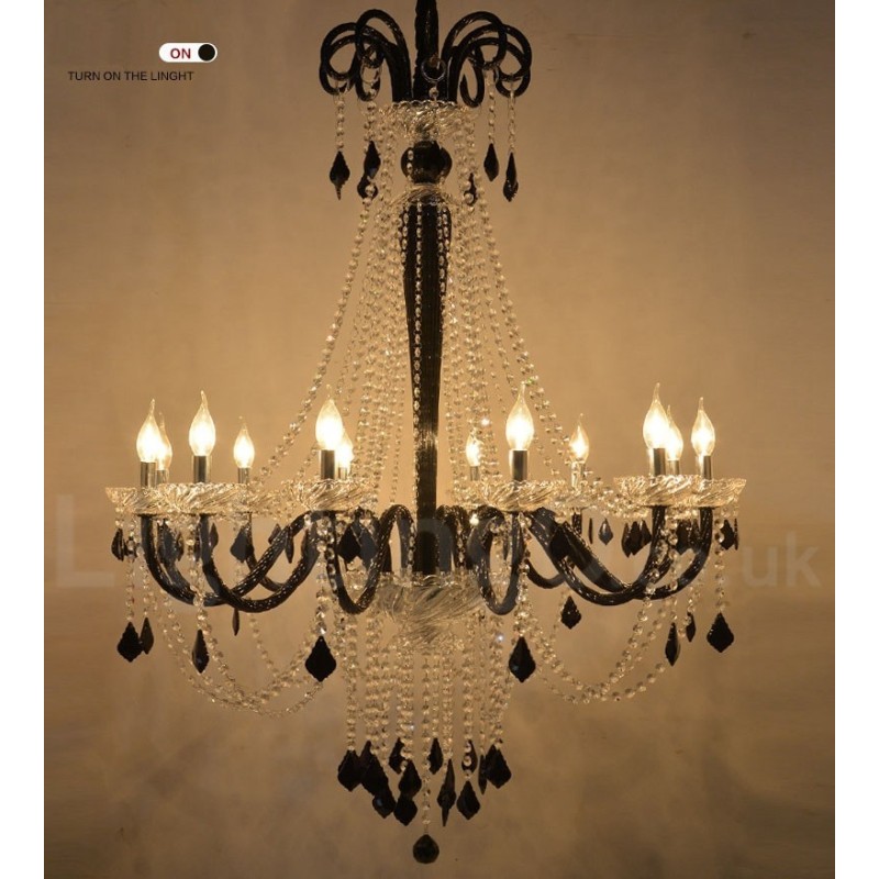 Lustre bougie en cristal noir