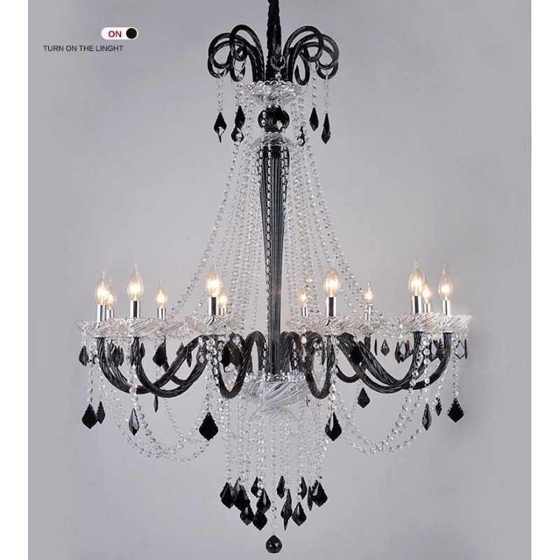 Lustre bougie en cristal noir