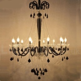 Lustre bougie en cristal noir
