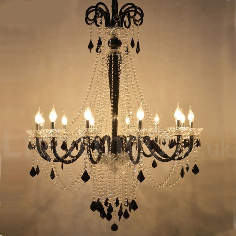 Lustre bougie en cristal noir