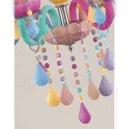 Lustre Macaron à 6 lumières avec bougie en cristal multicolore, style mini, pour enfants