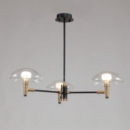 Lustre mini à 3 lumières avec finition peinte électrolytique et abat-jour en verre