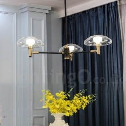 Lustre mini à 3 lumières avec finition peinte électrolytique et abat-jour en verre