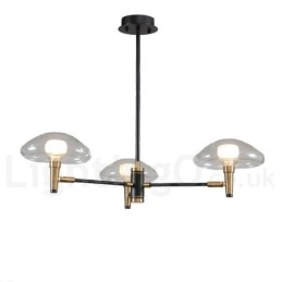 Lustre mini à 3 lumières avec finition peinte électrolytique et abat-jour en verre