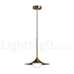 Suspension style industriel mini doré à 1 lumière, finition peinte électrolytique avec abat-jour en verre