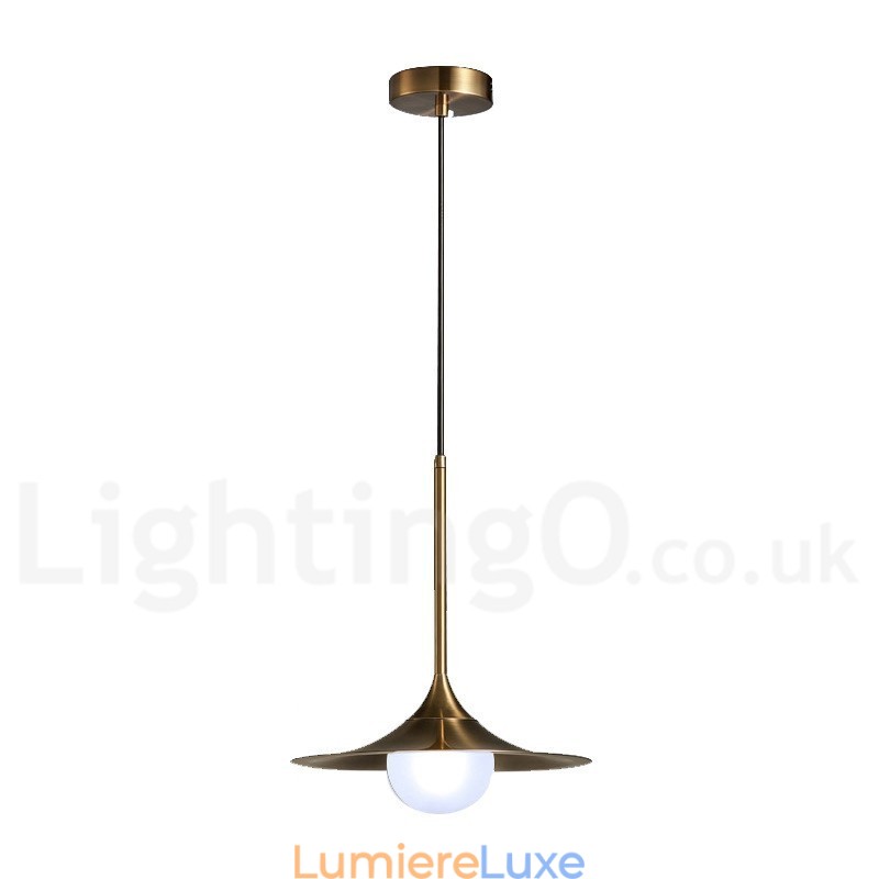 Suspension style industriel mini doré à 1 lumière, finition peinte électrolytique avec abat-jour en verre
