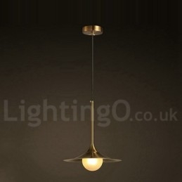 Suspension style industriel mini doré à 1 lumière, finition peinte électrolytique avec abat-jour en verre
