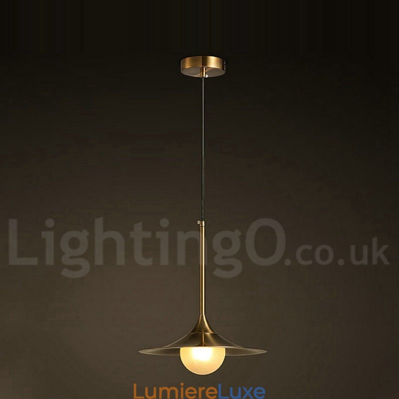 Suspension style industriel mini doré à 1 lumière, finition peinte électrolytique avec abat-jour en verre