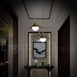 Suspension style industriel mini doré à 1 lumière, finition peinte électrolytique avec abat-jour en verre