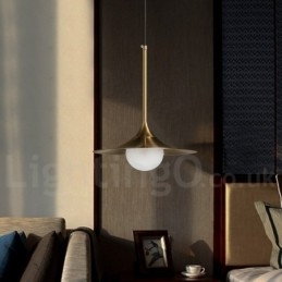 Suspension style industriel mini doré à 1 lumière, finition peinte électrolytique avec abat-jour en verre
