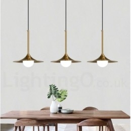 Suspension style industriel mini doré à 1 lumière, finition peinte électrolytique avec abat-jour en verre