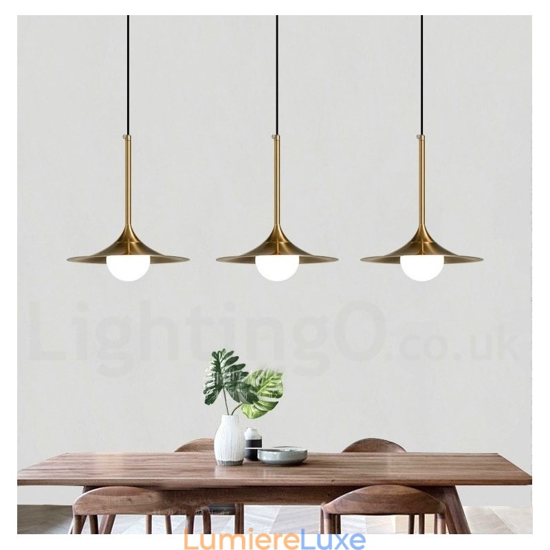 Suspension style industriel mini doré à 1 lumière, finition peinte électrolytique avec abat-jour en verre
