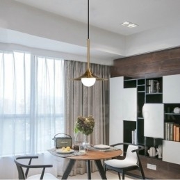 Suspension style industriel mini doré à 1 lumière, finition peinte électrolytique avec abat-jour en verre