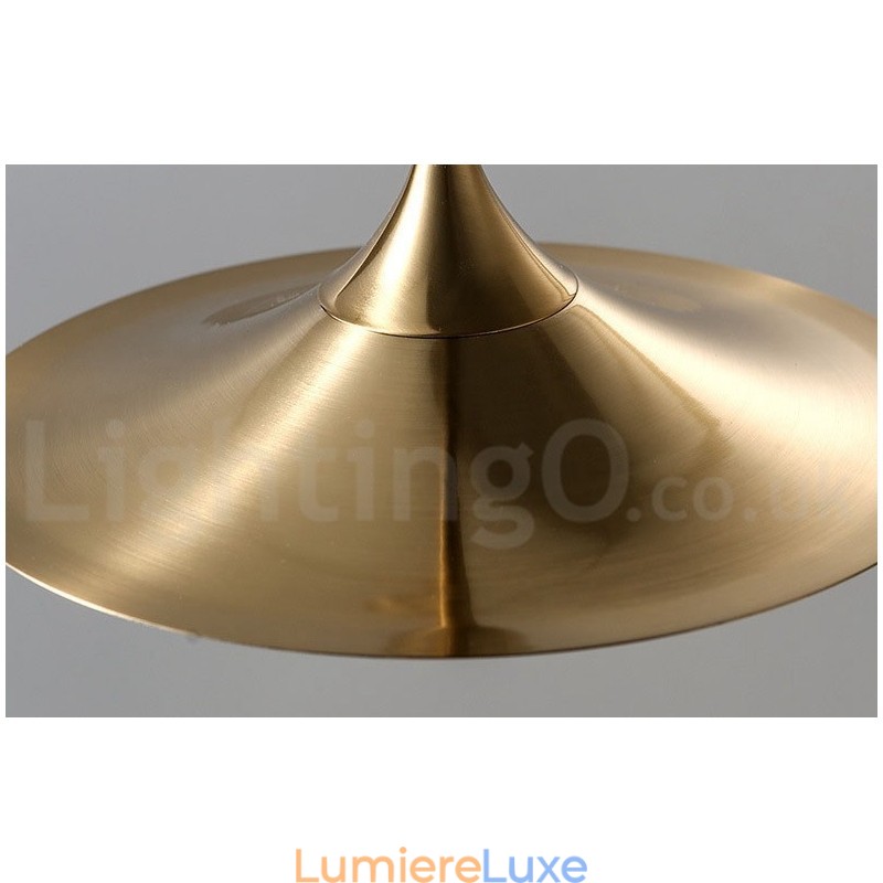 Suspension style industriel mini doré à 1 lumière, finition peinte électrolytique avec abat-jour en verre