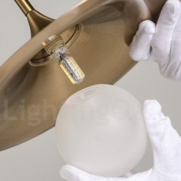 Suspension style industriel mini doré à 1 lumière, finition peinte électrolytique avec abat-jour en verre