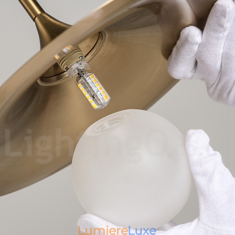 Suspension style industriel mini doré à 1 lumière, finition peinte électrolytique avec abat-jour en verre