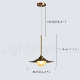 Suspension style industriel mini doré à 1 lumière, finition peinte électrolytique avec abat-jour en verre