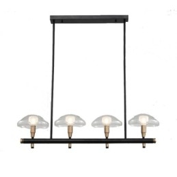 Lustre linéaire à 4 lumières avec finition peinte électrolytique et abat-jour en verre