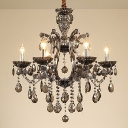 Lustre bougie en cristal gris clair à 6 lumières