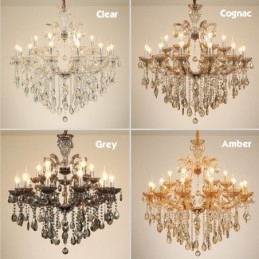 Lustre bougie en cristal gris clair à 6 lumières