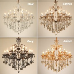 Lustre bougie en cristal ambré à 8 lumières