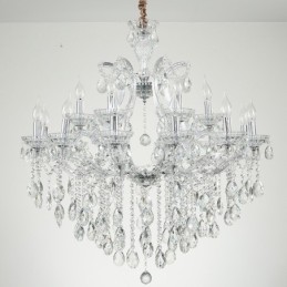 Lustre bougie en cristal transparent à 18 (12+6) lumières