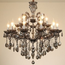 Lustre bougie en cristal gris clair 18 (12+6)