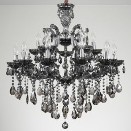 Lustre bougie en cristal gris clair 18 (12+6)