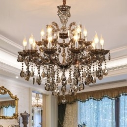 Lustre bougie en cristal gris clair 18 (12+6)