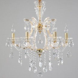 Lustre bougie en cristal doré à 6 lumières