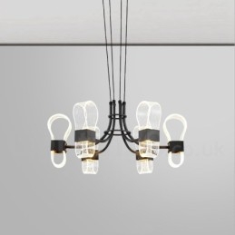Lustre post-moderne à 6 lumières avec abat-jour en acrylique