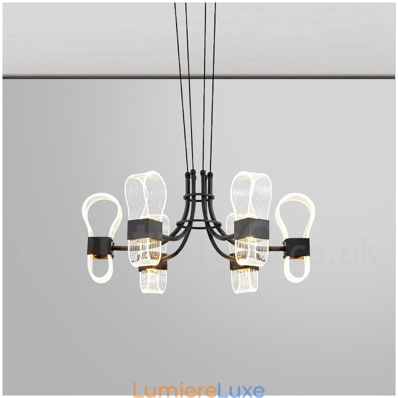 Lustre post-moderne à 6 lumières avec abat-jour en acrylique