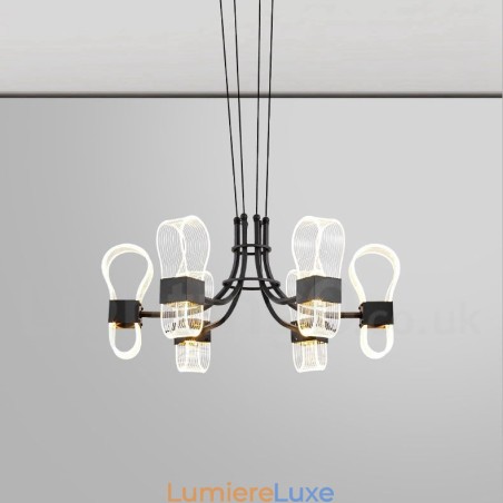 Lustre post-moderne à 6 lumières avec abat-jour en acrylique Lustre post-moderne à 6 lumières avec abat-jour en acrylique