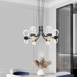 Lustre post-moderne à 6 lumières avec abat-jour en acrylique