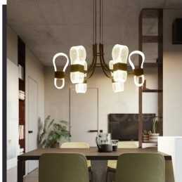 Lustre post-moderne à 6 lumières avec abat-jour en acrylique
