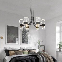 Lustre post-moderne à 6 lumières avec abat-jour en acrylique