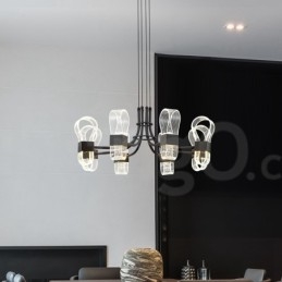 Lustre nordique post-moderne à 8 lumières, design 2021, avec abat-jour en acrylique