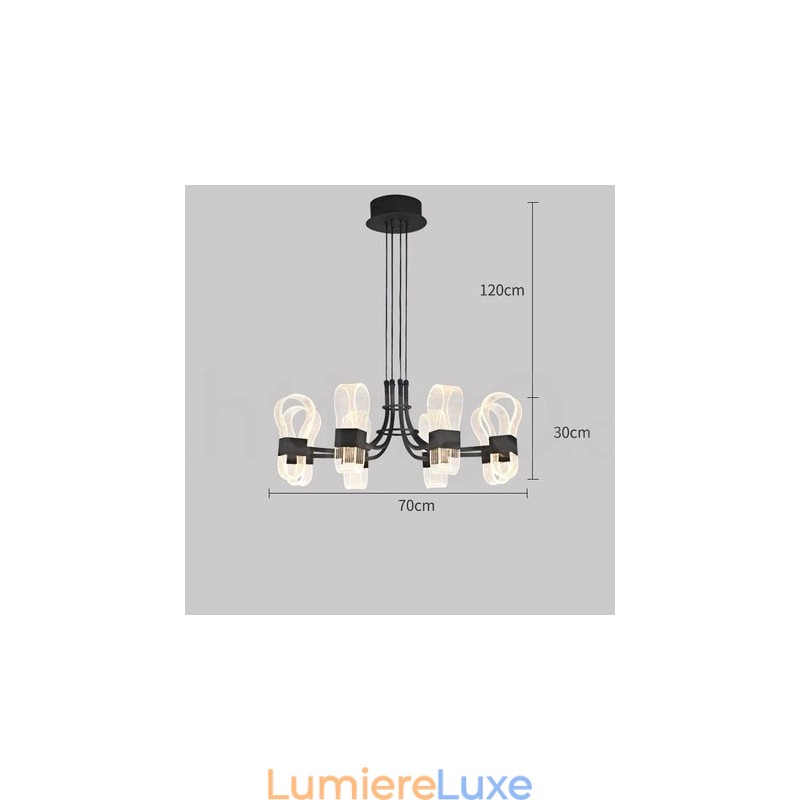 Lustre nordique post-moderne à 8 lumières, design 2021, avec abat-jour en acrylique