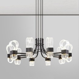 Lustre nordique post-moderne 2021 à 10 lumières avec abat-jour en acrylique
