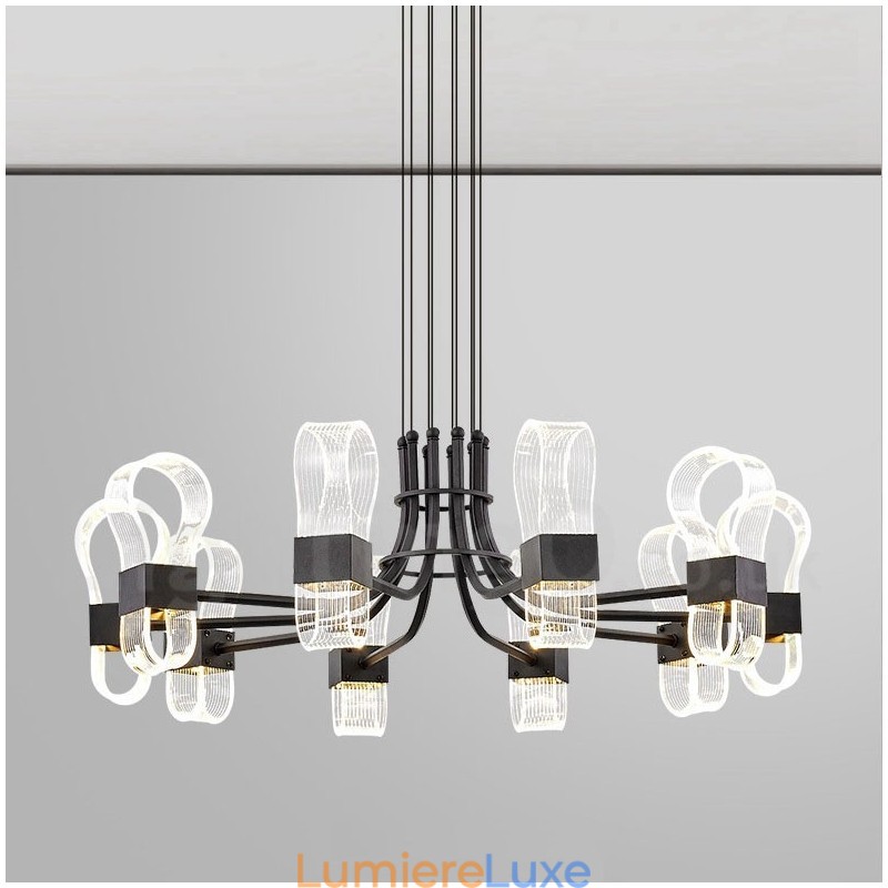 Lustre nordique post-moderne 2021 à 10 lumières avec abat-jour en acrylique