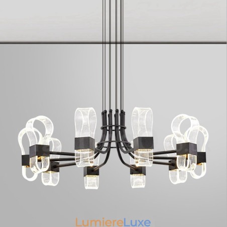 Lustre nordique post-moderne 2021 à 10 lumières avec abat-jour en acrylique Lustre nordique post-moderne 2021 à 10 lumières avec abat-jour en acrylique