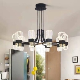 Lustre nordique post-moderne 2021 à 10 lumières avec abat-jour en acrylique
