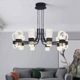 Lustre nordique post-moderne 2021 à 10 lumières avec abat-jour en acrylique